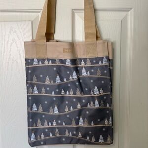 Thirty-One Gray and Tan Tote Bag with Tree Pattern